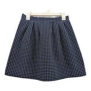 Dina Be Embroidered‎ Micro Skirt M Blue White Pleated SE700 Lined Stretchy Waist